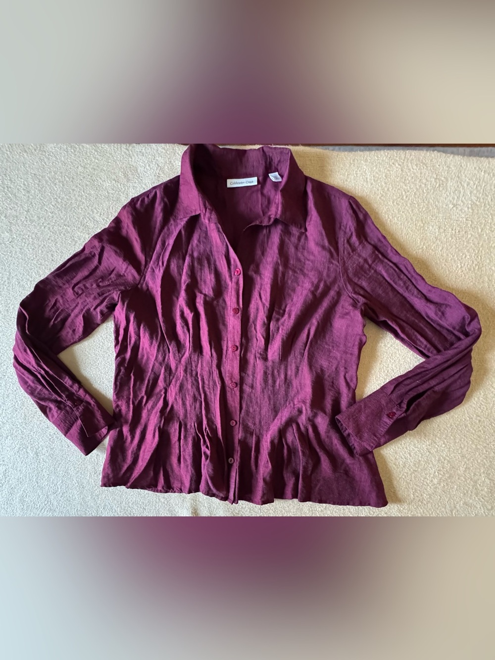 Coldwater Creek Women's Button-Front Shirt - Burgundy Plum